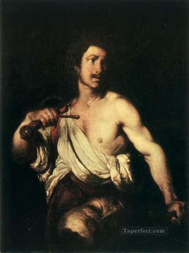 ゴリアテの頭を持つダビデ イタリア・バロック様式 ベルナルド・ストロッツィ Oil Paintings